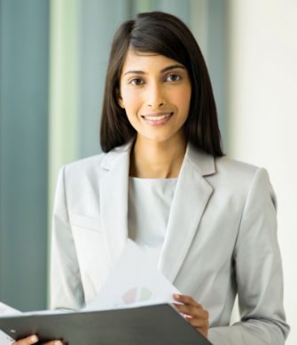 Businesswoman smiling in an office